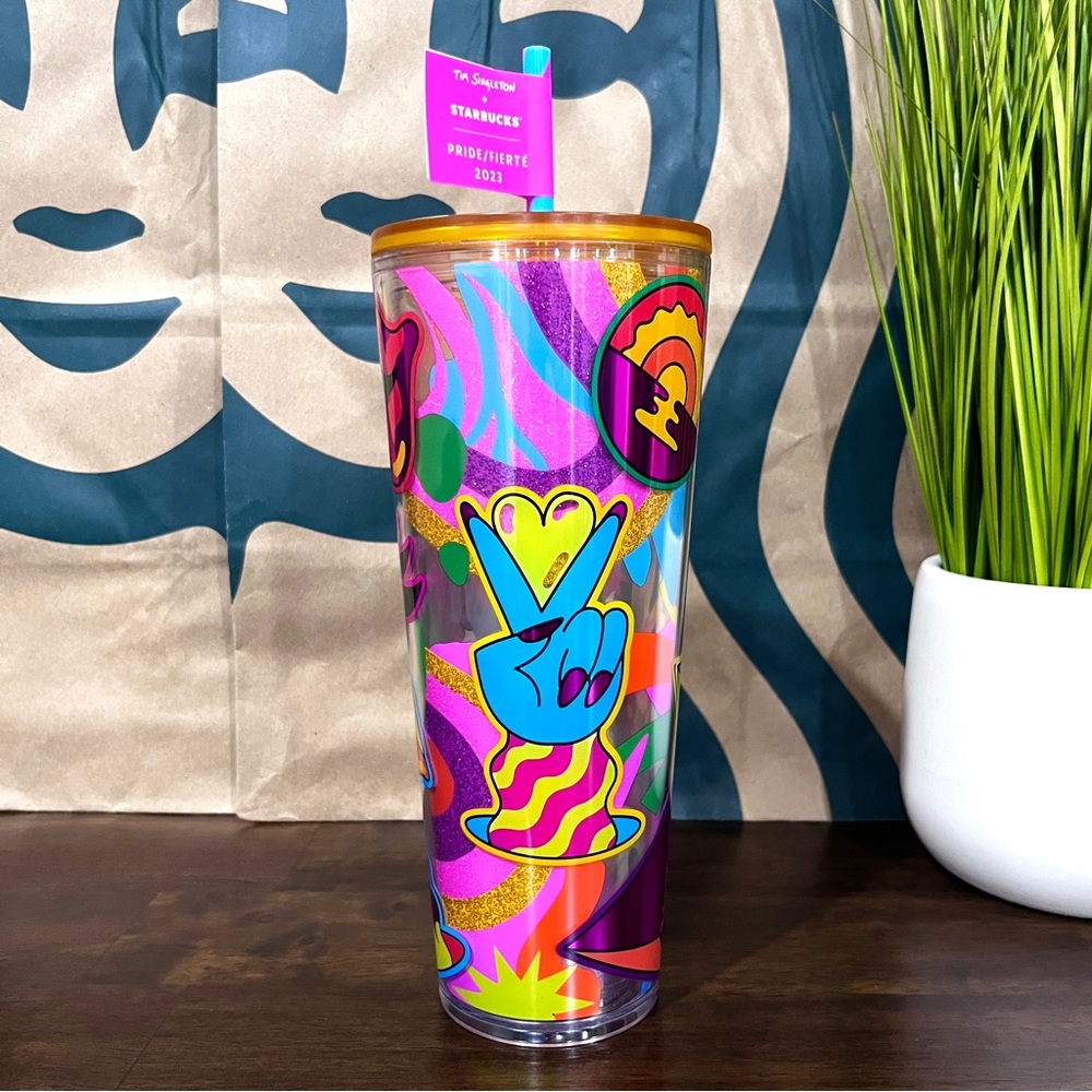 🩷Starbucks Tim Singleton Limited Edition Pride Graffiti Glitter Foil Tumbler